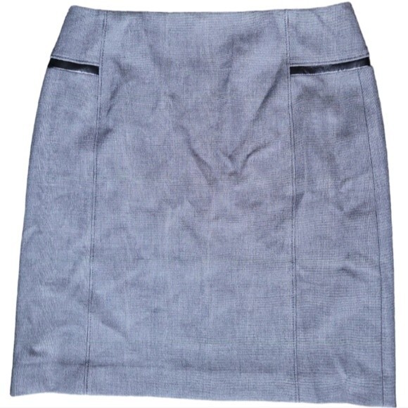 WH|BM Grey Suit Skirt W Faux Leather Detail - 8 - Picture 2 of 9